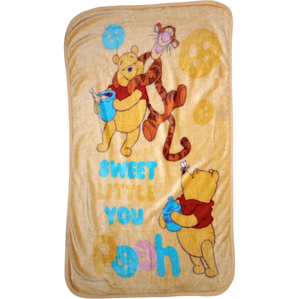 Disney Sweet Little You Winnie The Pooh Bear Tigger Blanket Buttons Yellow htf